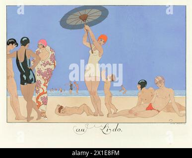 Au Lido, By George Barbier, 1924 - Le Bonheur du Jour ou Les Graces à la Mode Stock Photo