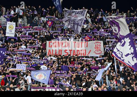 Florence, Italy. 15th Apr, 2024. ACF Fiorentina's supporters during ACF Fiorentina vs Genoa CFC, Italian soccer Serie A match in Florence, Italy, April 15 2024 Credit: Independent Photo Agency/Alamy Live News Stock Photo