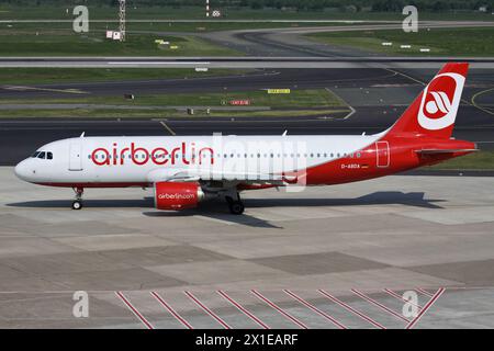 German Air Berlin Airbus A320-200 with registration D-ABDA at Dusseldorf Airport Stock Photo
