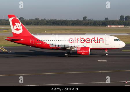 German Air Berlin Airbus A319-100 with registration D-ABGJ on taxiway at Dusseldorf Airport Stock Photo