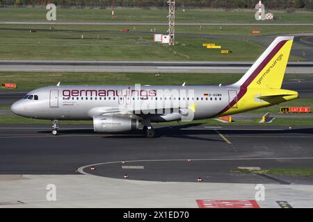 Germanwings Airbus A319-100 with registration D-AGWN on taxiway at Dusseldorf Airport Stock Photo