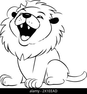 Cute cartoon lion isolated on a white background. Vector illustration. Stock Vector