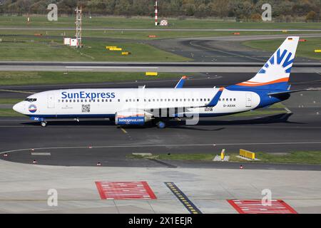 SunExpress Germany Boeing 737-800 with registration D-ASXK on taxiway at Dusseldorf Airport Stock Photo