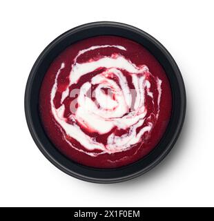 Beetroot soup isolated on white background, top view Stock Photo