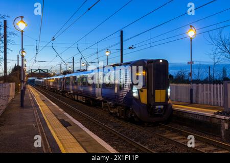 Scotrail Siemens class 385 electric multiple unit train at Drem railway station,  East Lothian, Scotland, UK Stock Photo