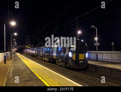 Scotrail Siemens class 385 electric multiple unit train at Prestonpans railway station,  East Lothian, Scotland, UK Stock Photo