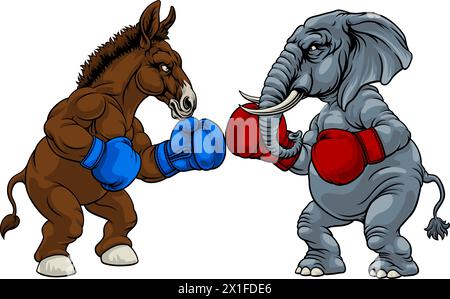 Republican Democrat Elephant Donkey Party Politics Stock Vector
