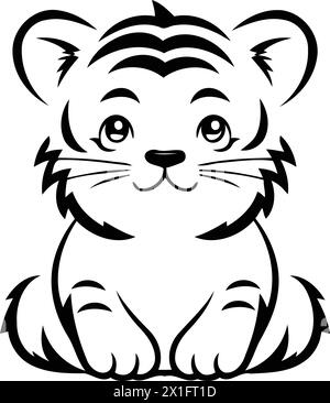 Cute tiger. Vector illustration. Isolated on white background. Stock Vector