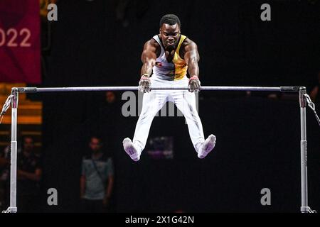 Noah Kuavita (Belgium). European Championships Munich 2022: Artistic Gymnastics, Men's Horizontal bar Finals Stock Photo