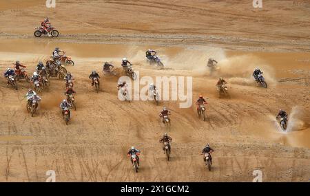 Erzberg Rodeo takes place from 23 to 26 June 2011 held at the Erzberg and is the largest  Enduro racing competition in the world. In the picture:   Participants during Red Bull Hare Scramble of the offroad race Erzbergrodeo on the Erzberg in Eisenerz on 2011-06-26, Rocket Ride. - 20110626 PD0265 - Rechteinfo: Rights Managed (RM) Stock Photo