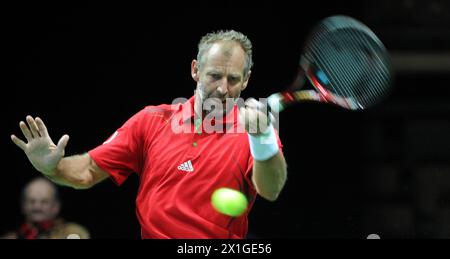 Austrian tennis player Thomas Muster at the tennis-ATP Challenger tournament in Salzburg against Dennis Bloemke (GER) on 16 November 2011. - 20111116 PD2299 - Rechteinfo: Rights Managed (RM) Stock Photo