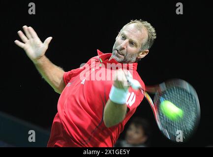 Austrian tennis player Thomas Muster at the tennis-ATP Challenger tournament in Salzburg against Dennis Bloemke (GER) on 16 November 2011. - 20111116 PD2290 - Rechteinfo: Rights Managed (RM) Stock Photo