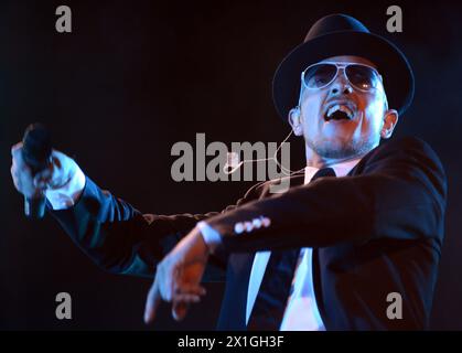 German singer Jan Delay performs during a concert on the Space Stage at the FM4 Frequency 2012 music festival in St. Poelten, Austria, 16 August 2012. The music festival runs from 15 to 18 August. - 20120816 PD2775 - Rechteinfo: Rights Managed (RM) Stock Photo