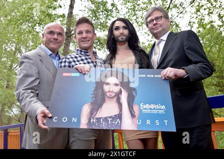 The Farewell Party for Conchita Wurst took place on 22 April 2014 in Vienna. Conchita Wurst will represent Austria in Copenhagen with the song 'Rise Like A Phoenix' at the 2014 Eurovision Song Contest in Copenhagen in May. - 20140422 PD2872 - Rechteinfo: Rights Managed (RM) Stock Photo