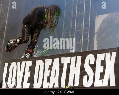Rob Zombie performs during a concert at the Nova Rock 2014 festival in Nickelsdorf, Austria, 15 June 2014. The event runs from 13 to 15 June. - 20140615 PD3938 - Rechteinfo: Rights Managed (RM) Stock Photo