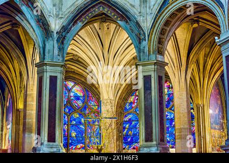Church of Saint-Severin. Magnificent, gorgeous Paris in early spring. Stock Photo
