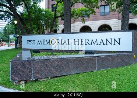 Houston, Texas, USA - April 15, 2024: Memorial Hermann Hospital sign on ...