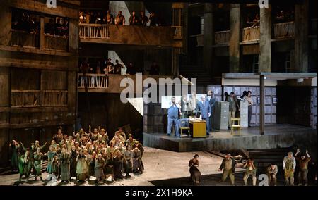 Rehearsal of Dimitri Schostakowitschs 'Lady Macbeth of Mzensk' at the Große Festspielhaus in Salzburg, Austria, on July 26, 2017. PICTURE: (L-R) scene - 20170726 PD10283 - Rechteinfo: Rights Managed (RM) Stock Photo