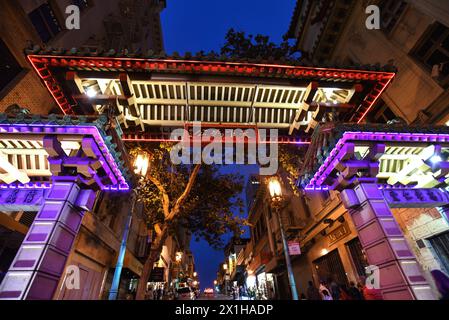 The Dragon Gate to Chinatown at Night - San Francisco, California Stock Photo
