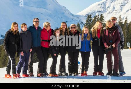 (LtoR) Princess Alexia, Prince Claus-Casimir, Prince Constantijn, Princess Laurentien, Princess Leonore , Princess Eloise, Princess Beatrix, Princess Ariane, Princess Catharina-Amalia, Queen Maxima and King Willem-Alexander of the Netherlands during the annual photo call in Lech am Arlberg, Austria, 25 February 2019. The Dutch royal family have spent winter vacations here since 1959. - 20190225 PD2866 - Rechteinfo: Rights Managed (RM) Stock Photo