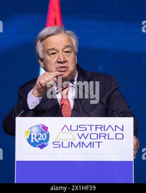 R20 Austrian World Summit 2019 - The opening ceremony of the R20 Regions of Climate Action Austrian World Summit in Vienna, Austria, on May 28, 2019. PICTURE:   UN Secretary General Antonio Guterres gives a speech - 20190528 PD1613 - Rechteinfo: Rights Managed (RM) Stock Photo