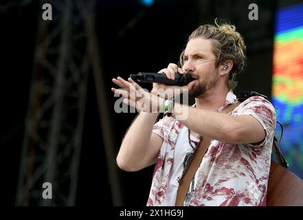 South African singer Jeremy Loops performing at the 'Frequency 2019' festival in St. Poelten, Austria. 15 August 2019. - 20190815 PD4126 - Rechteinfo: Rights Managed (RM) Stock Photo