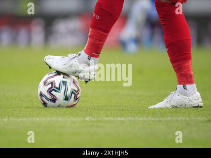 match ball and football player closeup during tipico Bundesliga match between TSV Prolactal Hartberg and SK Rapid Wien in Hartberg, Austria, on June 17, 2020. - 20200617 PD8138 - Rechteinfo: Rights Managed (RM) Stock Photo