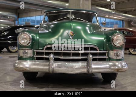 Green Cadillac Convertible Coupe 62 series Produced in 1948. Stock Photo