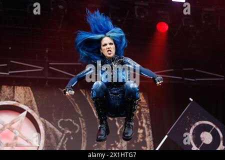 Alissa White-Gluz from Arch Enemy live at a concert of the 'Blood Dynasty' tour in the Swiss