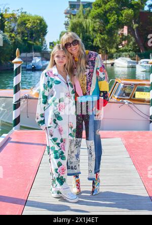 Heidi KLUM and her daughter Leni, arrive Lido at Hotel Excelsior in ...