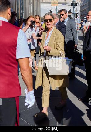 Albert II, Prince of Monaco, and Caroline of Monaco arrive in Vienna to see the State Opera performance of 'IL TURCO IN ITALIA'. PICTURE: Caroline of Monaco arrives at Hotel Sacher - 20220703 PD13056 - Rechteinfo: Rights Managed (RM) Stock Photo