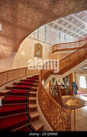 Spiral staircase in the Abbasi Hotel, 300-year old traditional Persian mansion turned into a hotel. Isfahan, Iran. Stock Photo