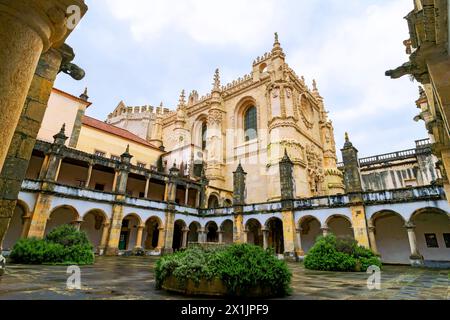 Cloister of the  Convent of the Knights of Christ in Tomar, Portugal is a unique monument in the history of the western world. Stock Photo