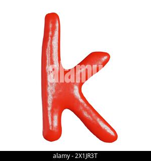 3d render of isolated on white ketchup alphabet font top view for food or restaurant kitchen concept Stock Photo