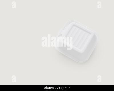 White square container for food takeaway burger top view isolated on beige background Stock Photo