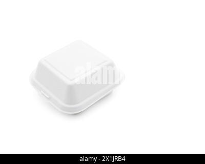 White square container for food takeaway burger top view isolated on white background Stock Photo