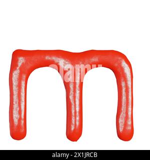 3d render of isolated on white ketchup alphabet font top view for food or restaurant kitchen concept Stock Photo