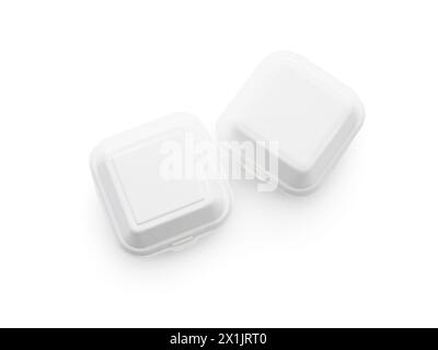 White square container for food takeaway burger top view isolated on white background Stock Photo