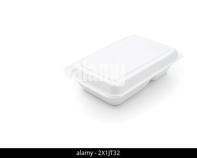 White square container for food takeaway burger top view isolated on white background Stock Photo