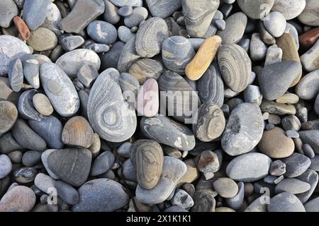 stone texture for background. Multi-colored sea stones from various rocks and minerals. Stock Photo