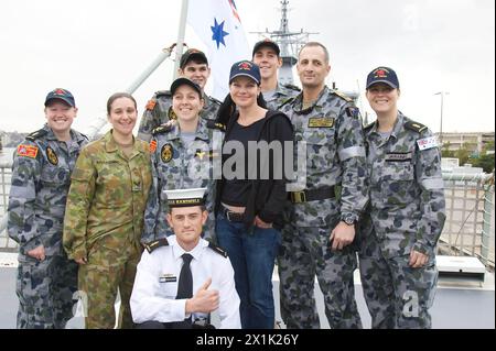 Pauley Perrette who plays NCIS Forensics expert Abby Sciuto meets her Australian equivalents, Garden Island, Sydney-Australia.1/6/10.Paul Lovelace Pho Stock Photo