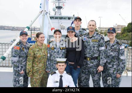 Pauley Perrette who plays NCIS Forensics expert Abby Sciuto meets her Australian equivalents, Garden Island, Sydney-Australia.1/6/10.Paul Lovelace Pho Stock Photo