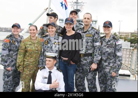 Pauley Perrette who plays NCIS Forensics expert Abby Sciuto meets her Australian equivalents, Garden Island, Sydney-Australia.1/6/10.Paul Lovelace Pho Stock Photo