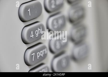 Selective Focus on Number 4 Keypad Close-Up Stock Photo