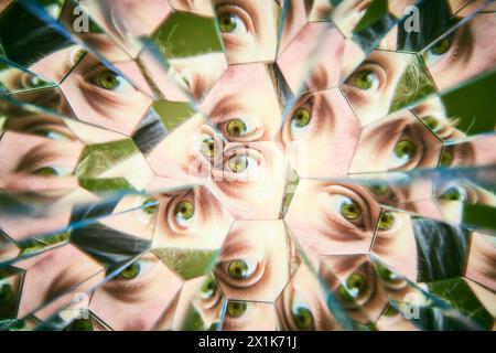 Kaleidoscopic Eye Reflection in Abstract Portrait Stock Photo