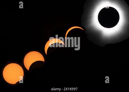 Total solar eclpise phases in 2024 Stock Photo