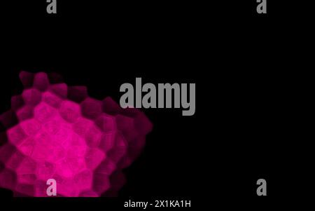 Pink Polygonal Shapes on black background. Honeycomb pattern. Stock Photo