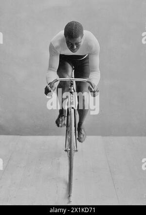 Julie's Beau photograph of Major Taylor - American professional cyclist. Taylor could be considered the greatest American sprinter of all time - c1906 Stock Photo