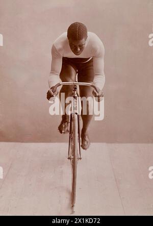 Julie's Beau photograph of Major Taylor - American professional cyclist. Taylor could be considered the greatest American sprinter of all time - c1906 Stock Photo