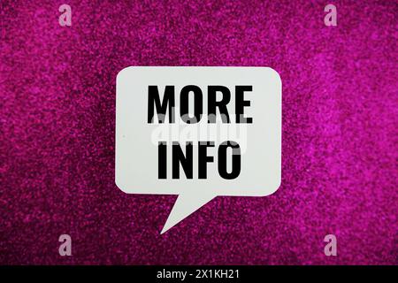 More Info text message written on white bubble speech Stock Photo